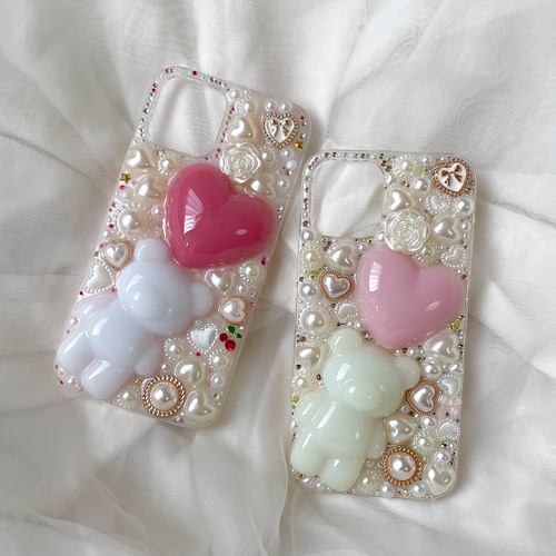 パールとファーリング☆デコ電☆オーダーメイドスマホカバー