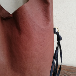 my Bag -mini-　チョコレート✗黒色　ピッグスキンレザー 4枚目の画像