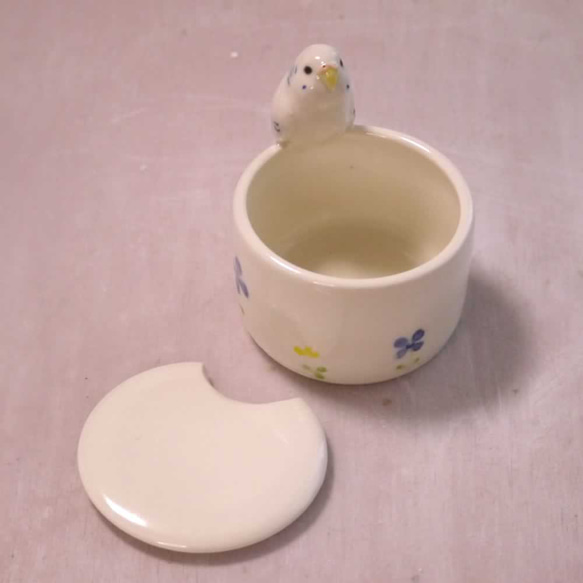 【g様ご注文分】セキセイインコの蓋つき小物入れ 2枚目の画像