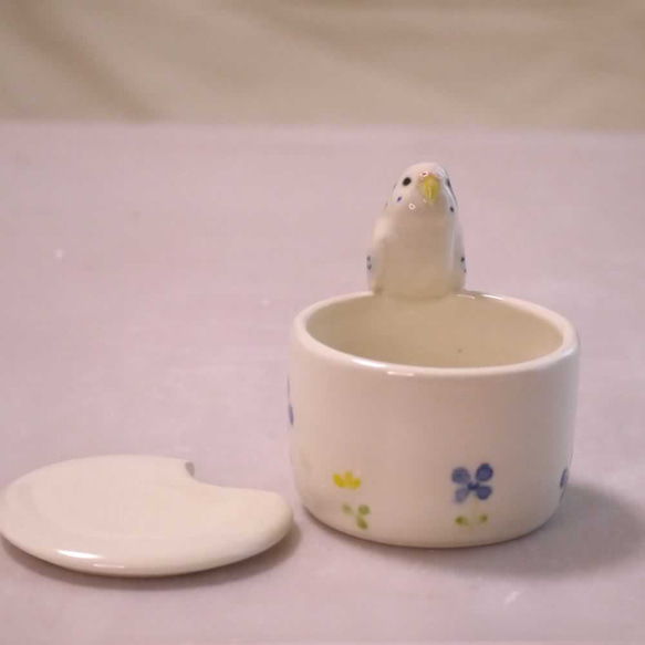 【g様ご注文分】セキセイインコの蓋つき小物入れ 4枚目の画像