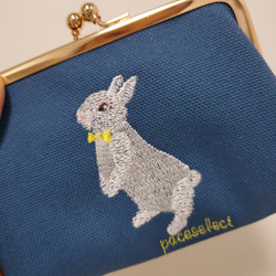 白うさぎ刺繍の親子がま口財布 3枚目の画像