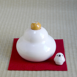 小鳥鏡餅（陶瓷花瓶），配上島永和柑橘 第2張的照片