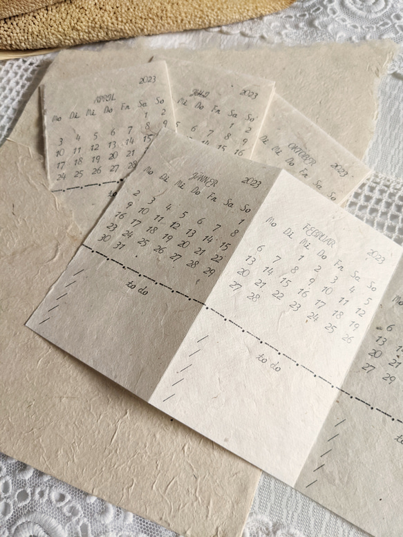 【受注制作品】筆記体タイプライター打ち手帳用カレンダー2023 1枚目の画像