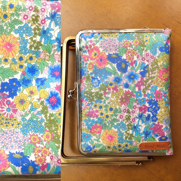 リバティラミネートマーガレットアニー　ラミネート (ホワイト×カラフル)がま口お薬手帳・母子手帳ケース口金選択可        Ω 人気・おすすめ｜使いやすい・旅行におすすめ 品質保証 全国発送 正規品・日本国内発送・安心保証付き