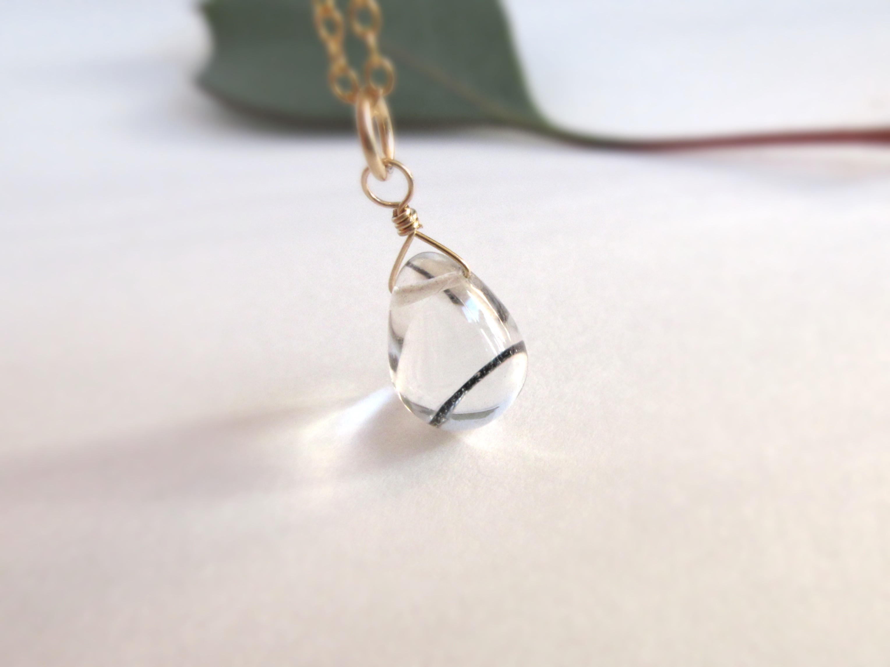 【美粒】9mm粒「トルマリンインクォーツ」14kgfネックレス