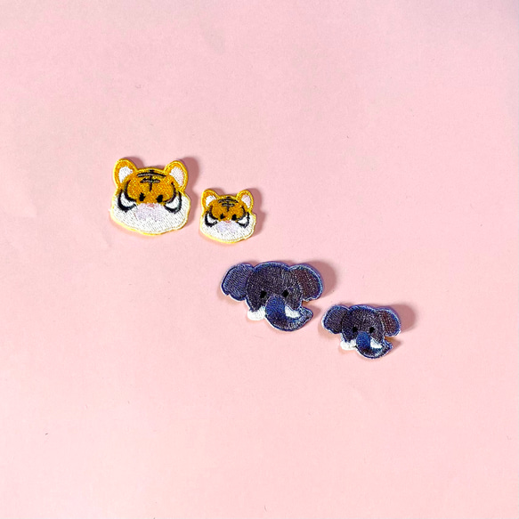（大）かわいい動物アイコンの刺繍ワッペン　シール 2枚目の画像