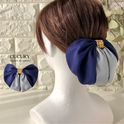コンプレックスビズ　リボン　バレッタ　シニヨン　ヘアネット付き（取り外し可能） コンプレックスビズリボンバレッタシニヨンヘアネット付き