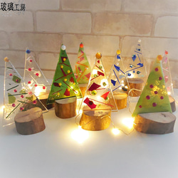 クリスマスツリー　クリスマス　インテリア　飾り　天然木　ガラス　フュージング　A 6枚目の画像
