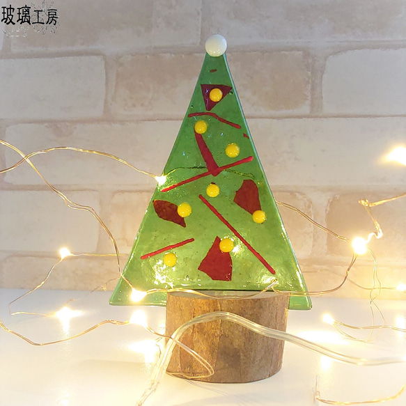 クリスマスツリー　クリスマス　インテリア　飾り　天然木　ガラス　フュージング　A 1枚目の画像