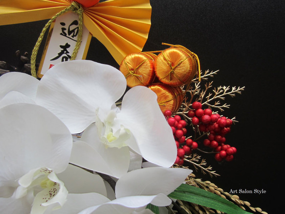 お正月飾り　胡蝶蘭に紙垂のしめ飾り　３Lサイズ 5枚目の画像
