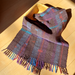 手織り　ウールとシルクのやさしいマフラー　作品2220 4枚目の画像