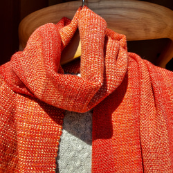 手織り　ウールとシルクのやさしいマフラー　作品2221 2枚目の画像