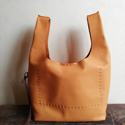 my Bag -mini-　檜皮色✗チョコレート　ピッグスキンレザー 5枚目の画像