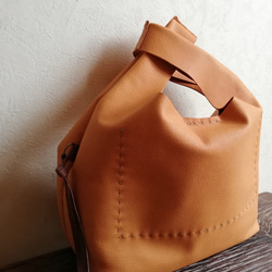 my Bag -mini-　檜皮色✗チョコレート　ピッグスキンレザー 7枚目の画像