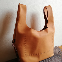 my Bag -mini-　檜皮色✗チョコレート　ピッグスキンレザー 6枚目の画像