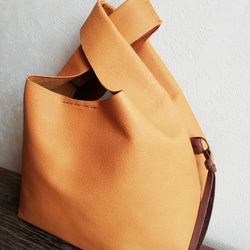 my Bag -mini-　檜皮色✗チョコレート　ピッグスキンレザー 3枚目の画像