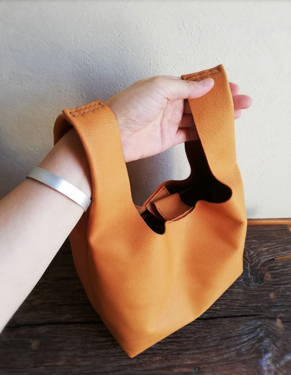 my Bag -mini-　檜皮色✗チョコレート　ピッグスキンレザー 11枚目の画像