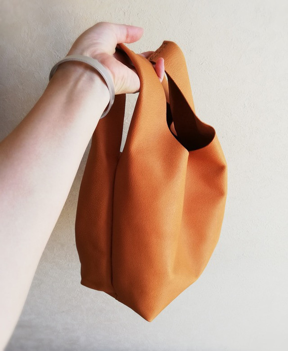 my Bag -mini-　檜皮色✗チョコレート　ピッグスキンレザー 12枚目の画像