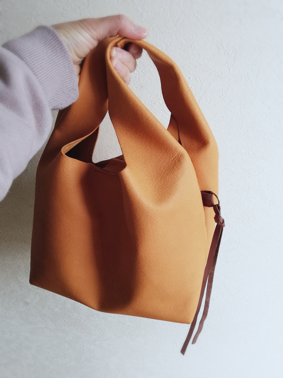 my Bag -mini-　檜皮色✗チョコレート　ピッグスキンレザー 17枚目の画像