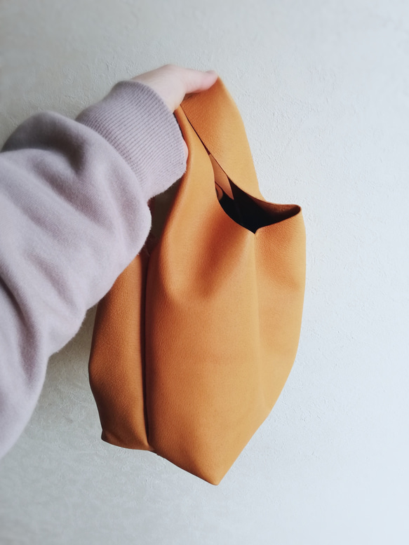 my Bag -mini-　檜皮色✗チョコレート　ピッグスキンレザー 16枚目の画像