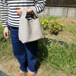 my Bag -mini-　パールグレイ✗黒色　ピッグスキンレザー 16枚目の画像