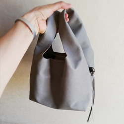 my Bag -mini-　パールグレイ✗黒色　ピッグスキンレザー 12枚目の画像