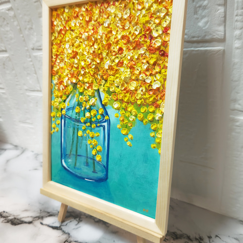 在庫処分大特価!!】 油絵 絵画 フサアカシア【A4】 絵画/タペストリ