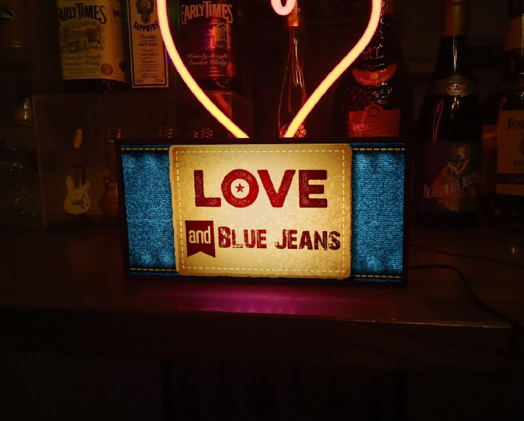 ジーンズ デニム ジーパン ファッション LOVE 衣装 店舗 ミニチュア サイン ランプ 看板 置物 雑貨 ライトBO