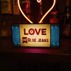 ジーンズ デニム ジーパン ファッション LOVE 衣装 店舗 ミニチュア サイン ランプ 看板 置物 雑貨 ライトBO 5枚目の画像
