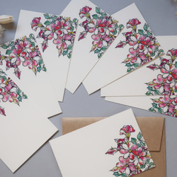 ミニメッセージカード　8枚セット（封筒付き）【Pink flowers】01 7枚目の画像