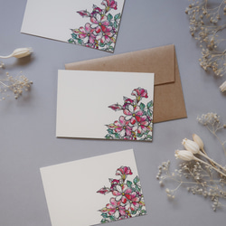 ミニメッセージカード　8枚セット（封筒付き）【Pink flowers】01 2枚目の画像