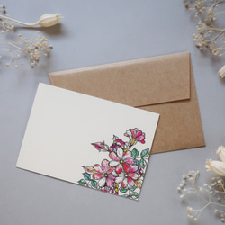 ミニメッセージカード　8枚セット（封筒付き）【Pink flowers】01 4枚目の画像