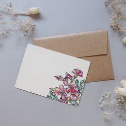 ミニメッセージカード　8枚セット（封筒付き）【Pink flowers】01 1枚目の画像