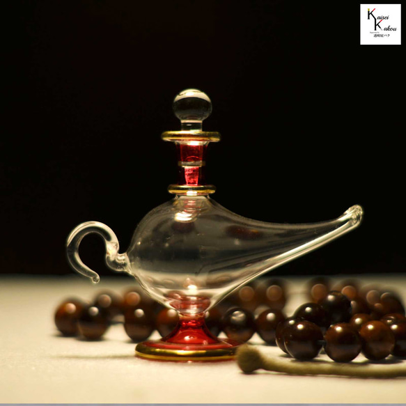 「ハーバリウム　空瓶　ランプ　レッド」エジプト　エジプシャンボトル　クレオパトラ ガラス 瓶 ボトル 花材 4枚目の画像
