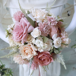 SALE♡ナチュラルクラッチ　ウェディングブーケセット モーヴローズナチュラルクラッチブーケセット☆ | ウエディング