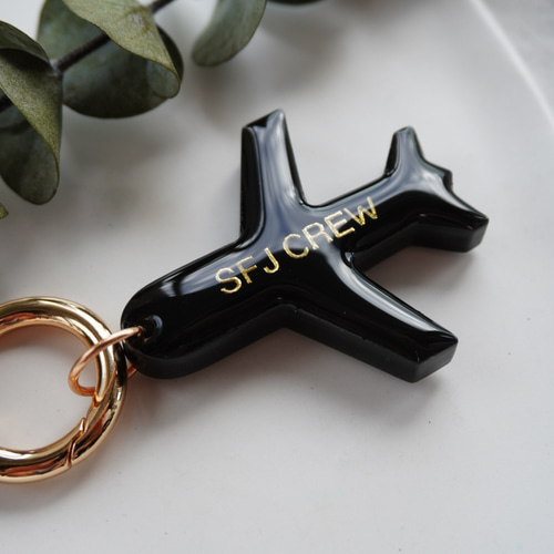 両面文字入可【飛行機チャーム】全12色 レジン 名入れ CA パイロット