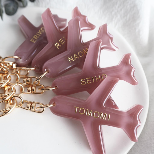 両面文字入可【飛行機チャーム】全12色 レジン 名入れ CA パイロット