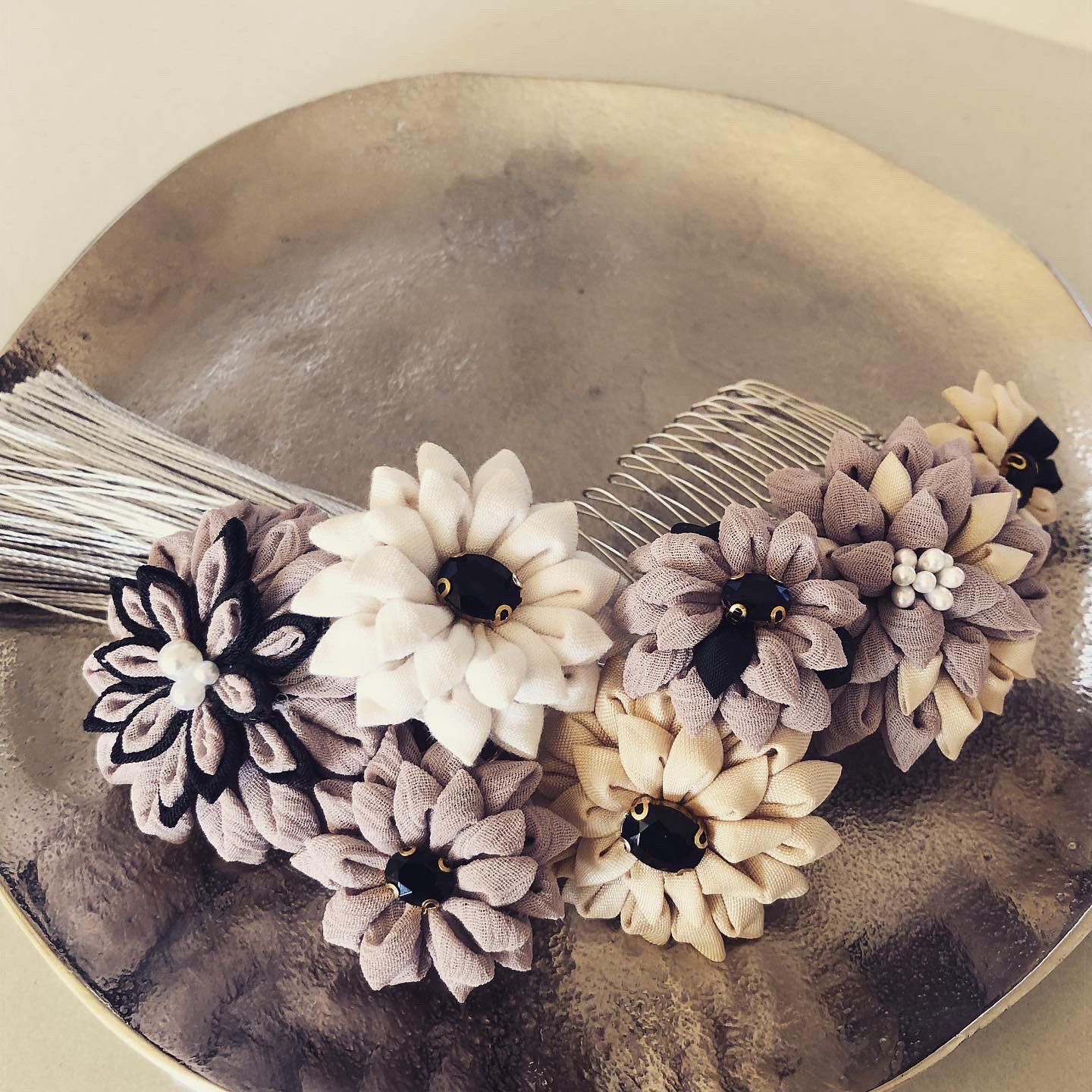 【送料無料】鴇浅葱"ときあさぎ" つまみ細工ヘアアクセサリー【４点セット】ヘアドレス