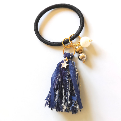 タッセルヘアゴムデニムカラー❤︎ No.636 タッセルヘアゴムデニムカラー❤︎ No.636 タッセルヘアゴムデニム