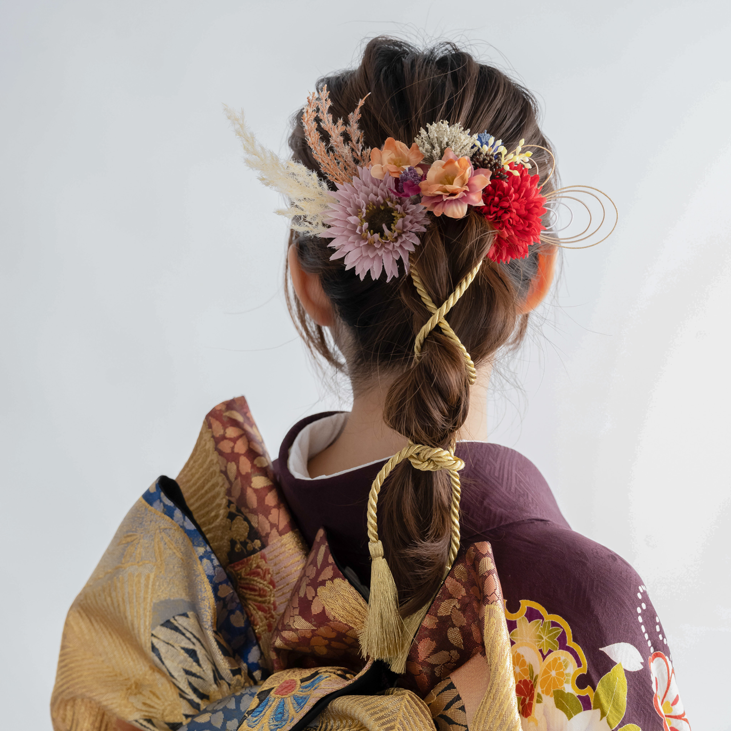 【ミディアム・ロングヘアーヘッドドレスB】成人式振袖編みおろしヘアアレンジ髪飾り水引き金　卒業式袴・和装前撮り・結婚式 4,510円