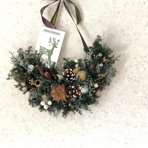 ご確認用 Merry christmas 静かな森のクリスマススワッグ 40cm ご確認用 Merry christmas 静かな森のクリスマススワッグ 40cm ご確認