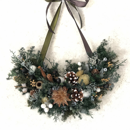 merry christmas 静かな森のラウンドリース　16〜20cm merry christmas 静かな森のラウンドリース16〜20cm