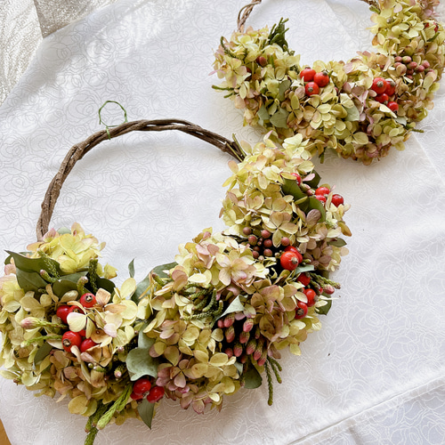 母の日》アナベルのハーフリース Mサイズ 紫陽花 ドライフラワー  