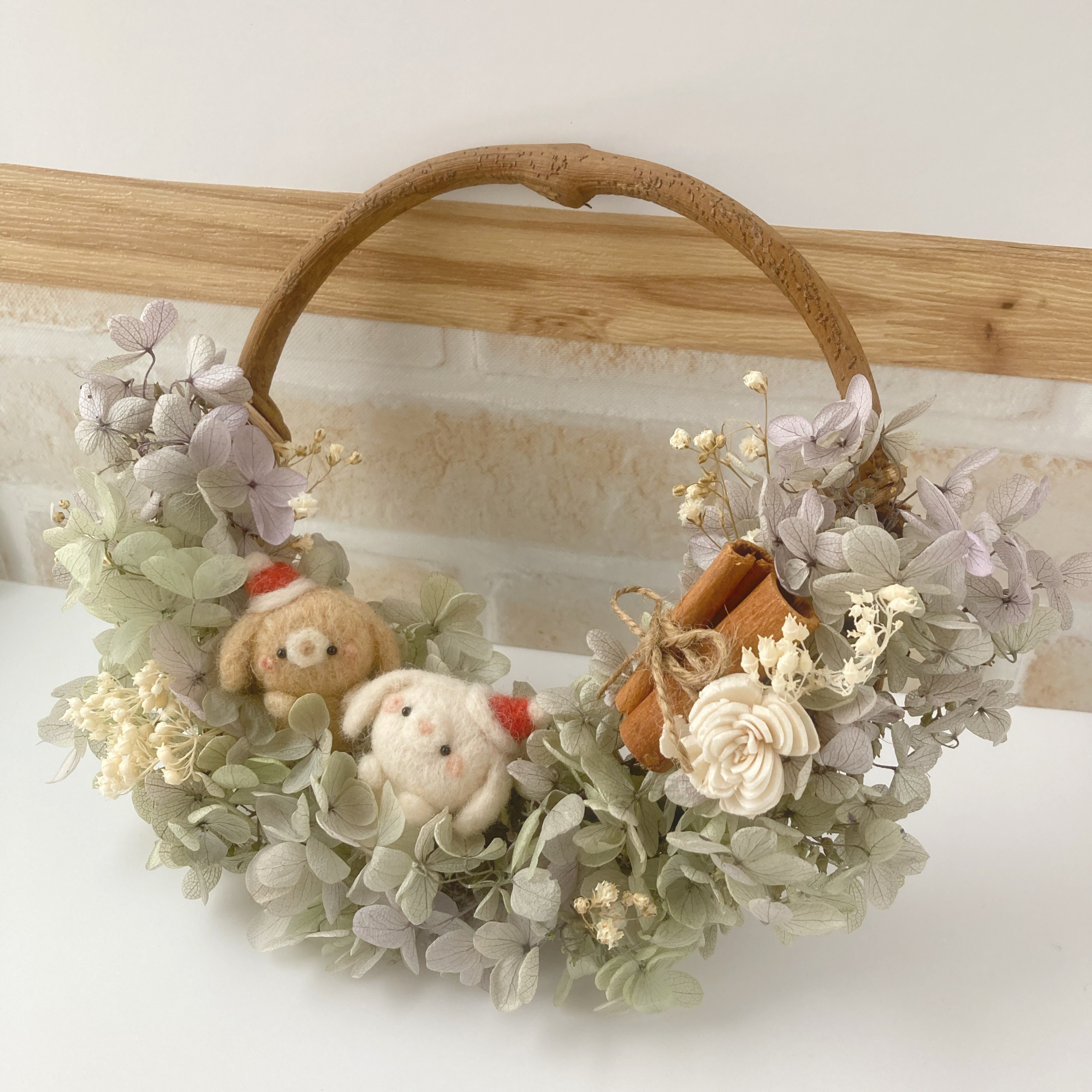 うちの子羊毛フェルトフラワーリース小