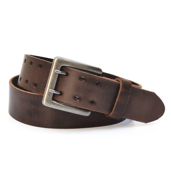 幅38mm ダブルピンバックルベルト 12-5MSK メンズ レディース 一枚革