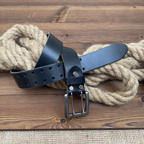 幅38mm ダブルピンバックルベルト 12-5MSK メンズ レディース 一枚革