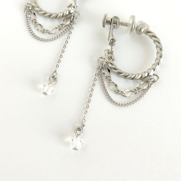 イヤリング[Chain lace hoop/Silver] 6枚目の画像