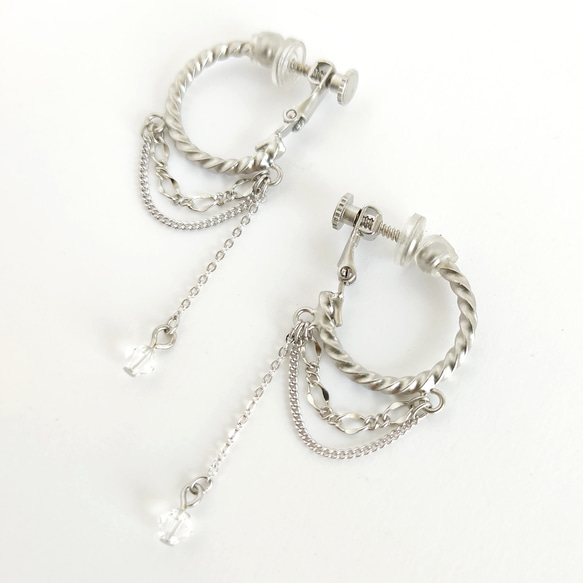 イヤリング[Chain lace hoop/Silver] 5枚目の画像