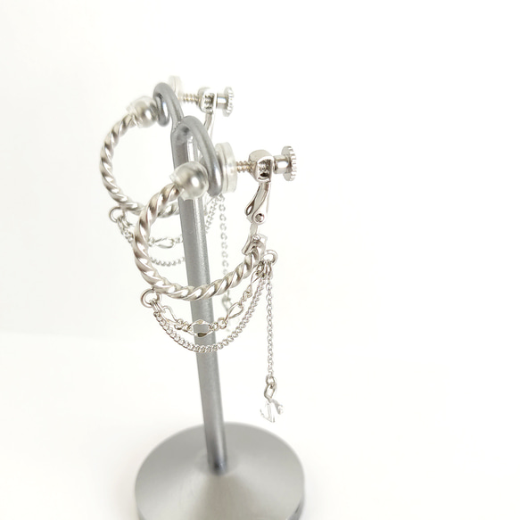 イヤリング[Chain lace hoop/Silver] 3枚目の画像