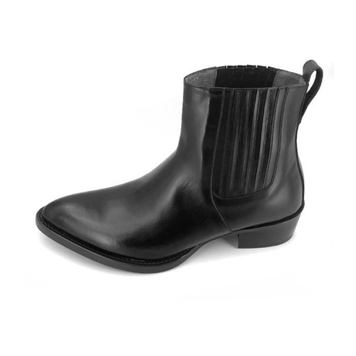 麻布テーラー 黒レザー サイドゴアブーツ レザーシューズ メダリオン